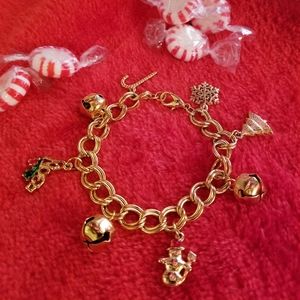 Gold Holiday Charm Jingle Bracelet
